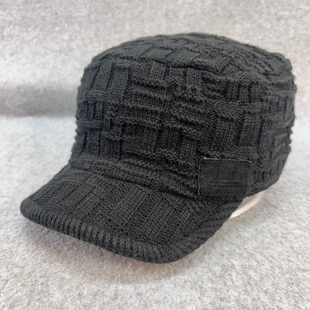Basket Weave Knit Mens Black Adidas Originals Cadet Cap Trefoil Logo OSFM